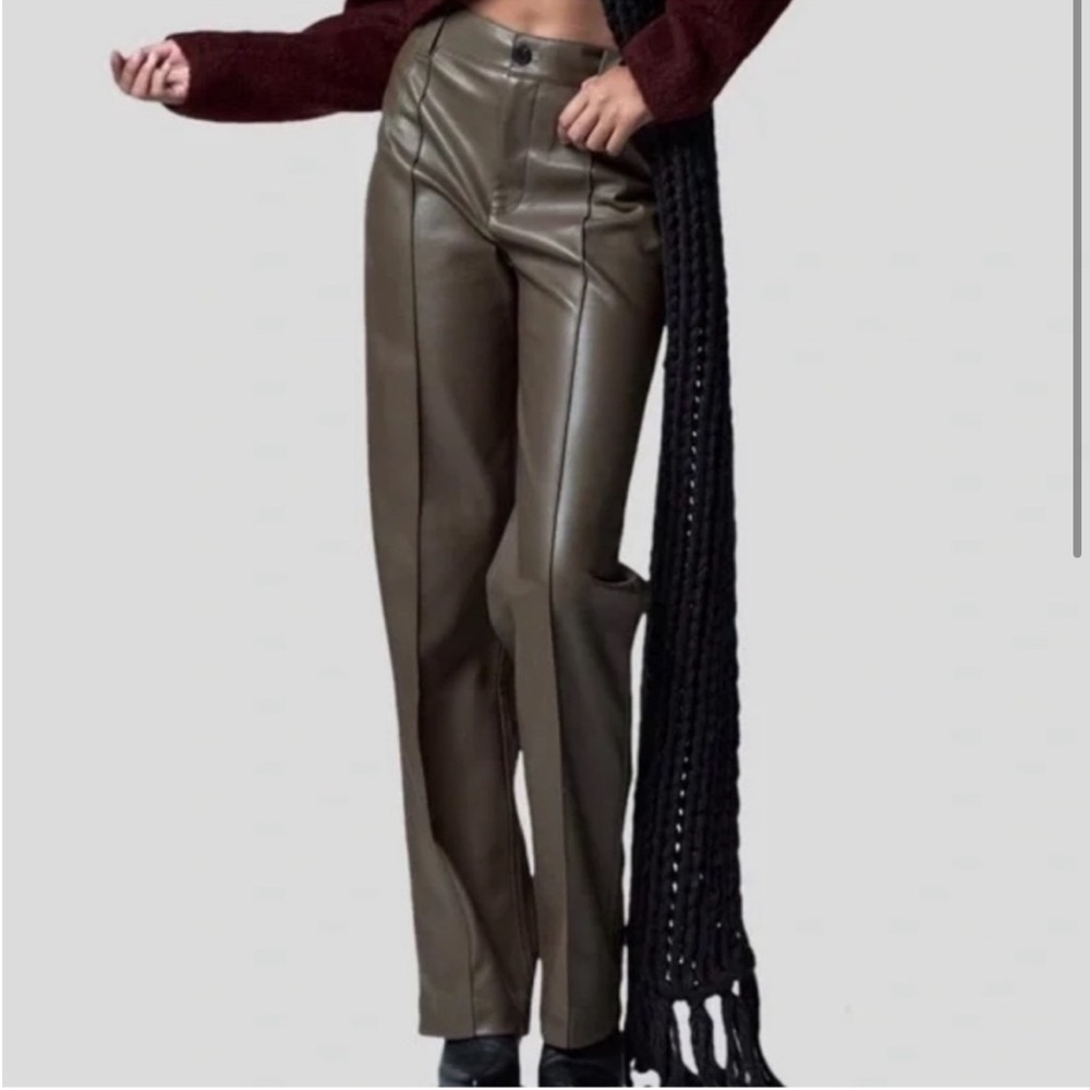 Zara faux leather Françoise full length trousers size XS